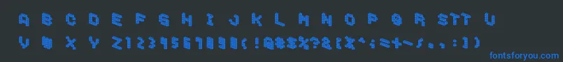 DemoncubicblockfontTile Font – Blue Fonts on Black Background