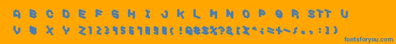 DemoncubicblockfontTile Font – Blue Fonts on Orange Background