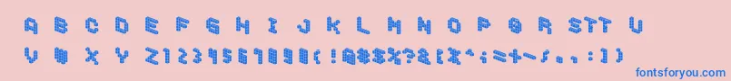DemoncubicblockfontTile Font – Blue Fonts on Pink Background