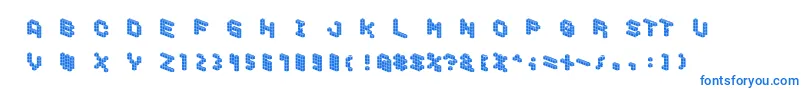 DemoncubicblockfontTile-Schriftart – Blaue Schriften auf weißem Hintergrund