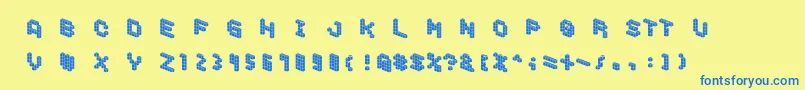 DemoncubicblockfontTile Font – Blue Fonts on Yellow Background