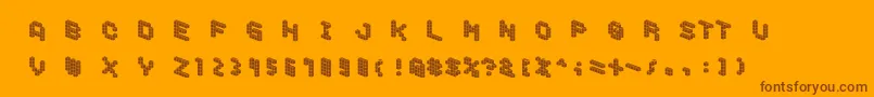 DemoncubicblockfontTile Font – Brown Fonts on Orange Background
