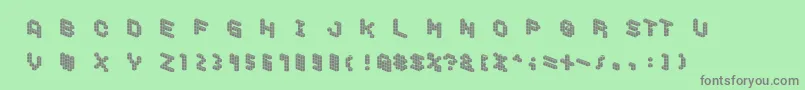 DemoncubicblockfontTile Font – Gray Fonts on Green Background