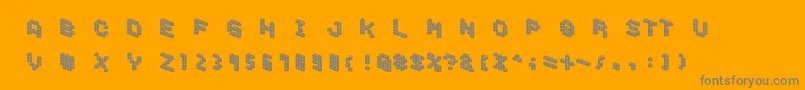 DemoncubicblockfontTile-Schriftart – Graue Schriften auf orangefarbenem Hintergrund