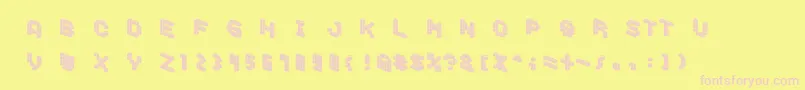 DemoncubicblockfontTile Font – Pink Fonts on Yellow Background
