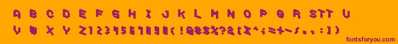 DemoncubicblockfontTile Font – Purple Fonts on Orange Background