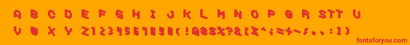 DemoncubicblockfontTile Font – Red Fonts on Orange Background