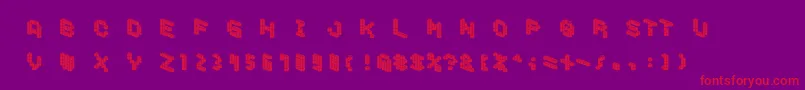 DemoncubicblockfontTile Font – Red Fonts on Purple Background
