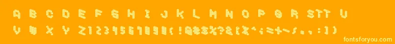 DemoncubicblockfontTile Font – Yellow Fonts on Orange Background