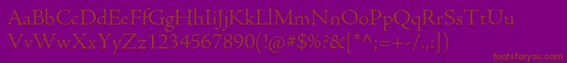 AjensonproLtsubh-fontti – ruskeat fontit violetilla taustalla