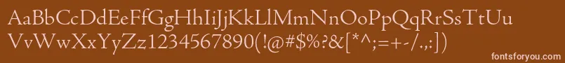 AjensonproLtsubh-fontti – vaaleanpunaiset fontit ruskealla taustalla
