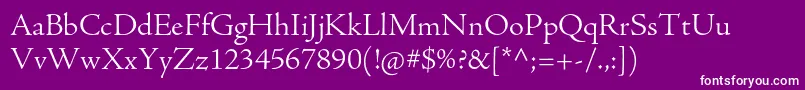 フォントAjensonproLtsubh – 紫の背景に白い文字
