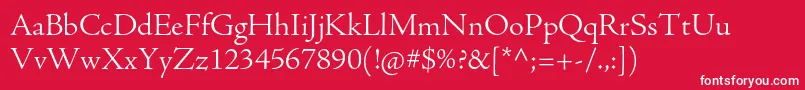 AjensonproLtsubh-fontti – valkoiset fontit punaisella taustalla