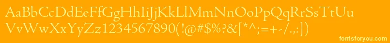AjensonproLtsubh-fontti – keltaiset fontit oranssilla taustalla
