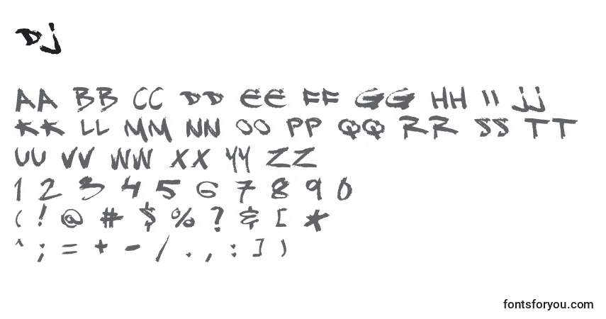 Шрифт Dj – алфавит, цифры, специальные символы