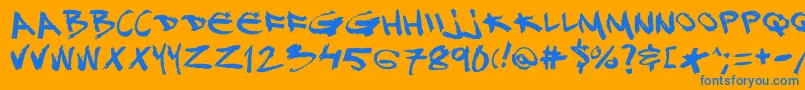フォントDj – オレンジの背景に青い文字
