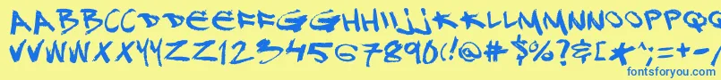 Dj Font – Blue Fonts on Yellow Background