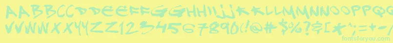 フォントDj – 黄色い背景に緑の文字