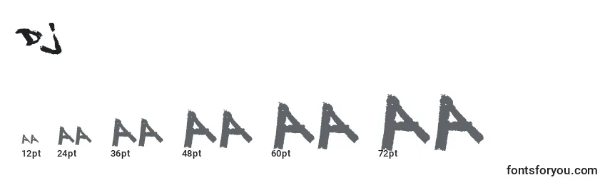 Größen der Schriftart Dj