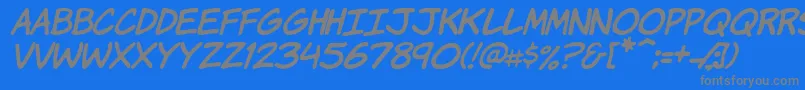 Komikhi-Schriftart – Graue Schriften auf blauem Hintergrund
