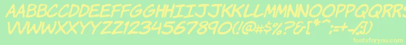 Komikhi Font – Yellow Fonts on Green Background