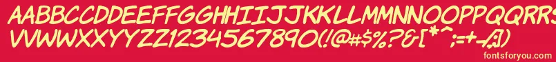 Komikhi Font – Yellow Fonts on Red Background