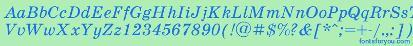 SchoolbookacItalic Font – Blue Fonts on Green Background