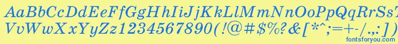 SchoolbookacItalic Font – Blue Fonts on Yellow Background