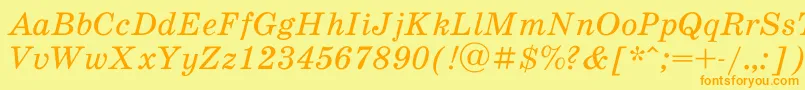 Fonte SchoolbookacItalic – fontes laranjas em um fundo amarelo