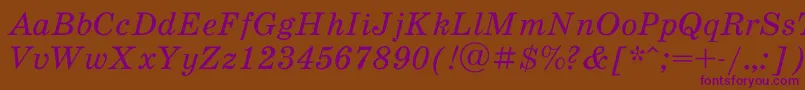 SchoolbookacItalic Font – Purple Fonts on Brown Background
