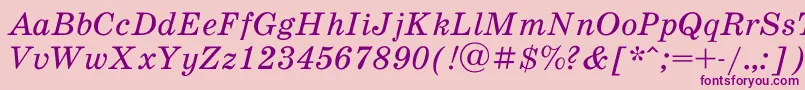 Fonte SchoolbookacItalic – fontes roxas em um fundo rosa