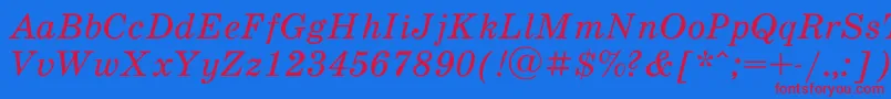 SchoolbookacItalic Font – Red Fonts on Blue Background