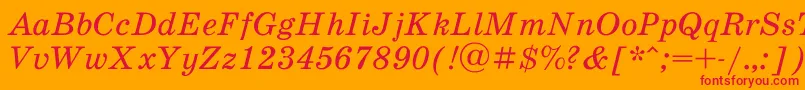 Weitere Informationen zur SchoolbookacItalic-Schriftart SchoolbookacItalic-Schriftart – Rote Schriften auf orangefarbenem Hintergrund