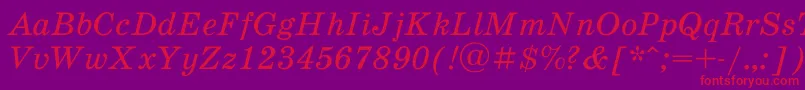 SchoolbookacItalic Font – Red Fonts on Purple Background