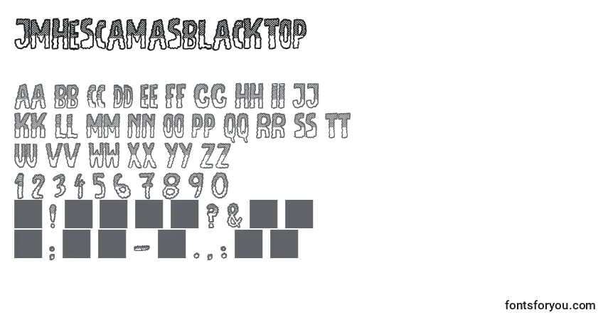 A fonte JmhEscamasBlackTop (82892) – alfabeto, números, caracteres especiais