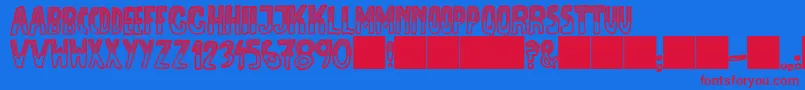 JmhEscamasBlackTop Font – Red Fonts on Blue Background