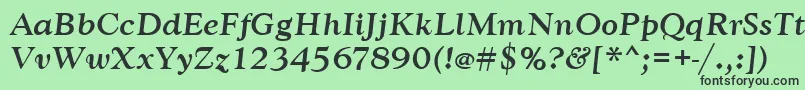 Fonte GoudytmedItalic – fontes pretas em um fundo verde