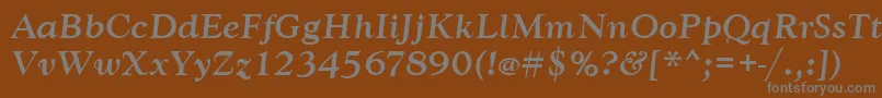 GoudytmedItalic-Schriftart – Graue Schriften auf braunem Hintergrund