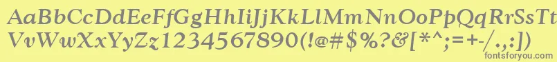 Fonte GoudytmedItalic – fontes cinzas em um fundo amarelo
