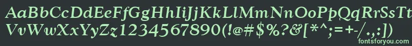 GoudytmedItalic-fontti – vihreät fontit mustalla taustalla