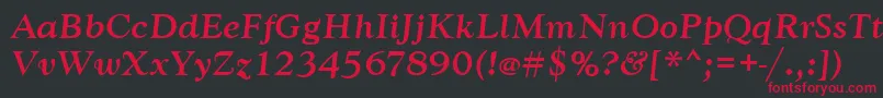 フォントGoudytmedItalic – 黒い背景に赤い文字