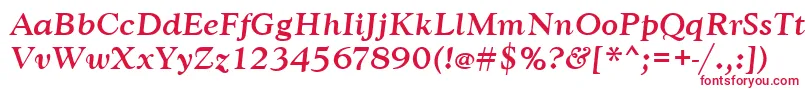 フォントGoudytmedItalic – 白い背景に赤い文字