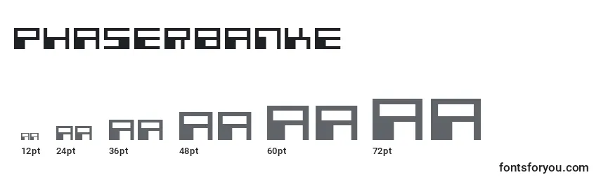 Размеры шрифта Phaserbanke