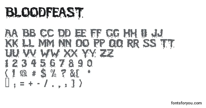 A fonte Bloodfeast – alfabeto, números, caracteres especiais