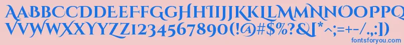 CinzeldecorativeBold-fontti – siniset fontit vaaleanpunaisella taustalla