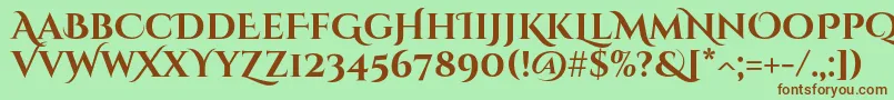 CinzeldecorativeBold Font – Brown Fonts on Green Background