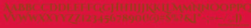 CinzeldecorativeBold-Schriftart – Braune Schriften auf rotem Hintergrund
