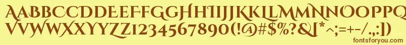 Czcionka CinzeldecorativeBold – brązowe czcionki na żółtym tle