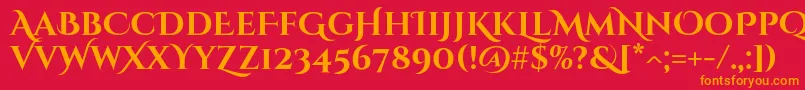 フォントCinzeldecorativeBold – 赤い背景にオレンジの文字