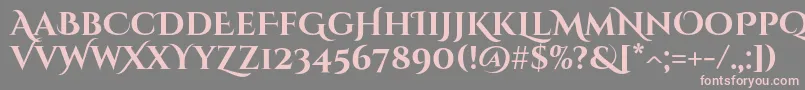 CinzeldecorativeBold-Schriftart – Rosa Schriften auf grauem Hintergrund